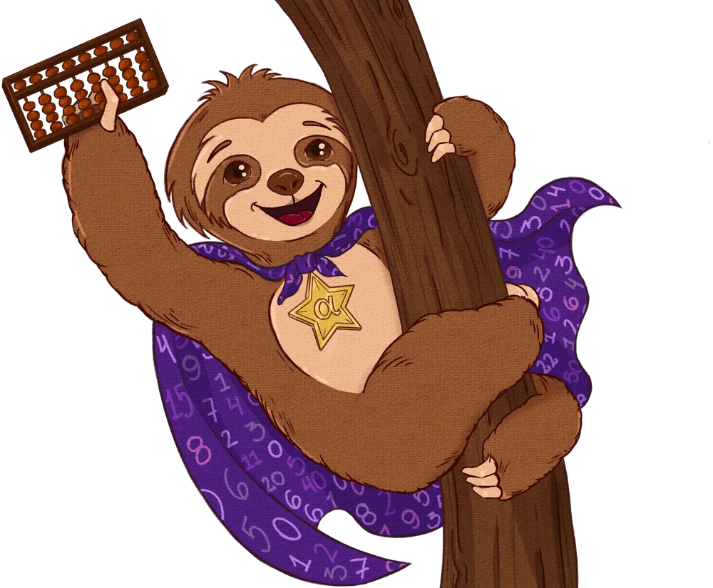 Alpha Sloth holding an abacus